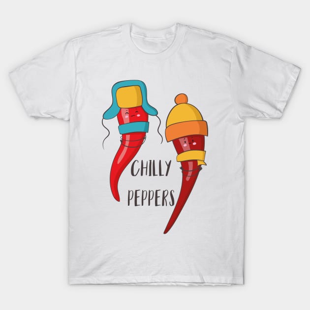 Chilly Peppers- Funny Cold Chilli Pepper in Scarves Gift T-Shirt by Dreamy Panda Designs